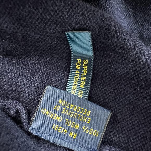 Polo Ralph Lauren Sweater Mens 2XL Big Navy Blue Merino Wool V Neck Pullover - Picture 5 of 8